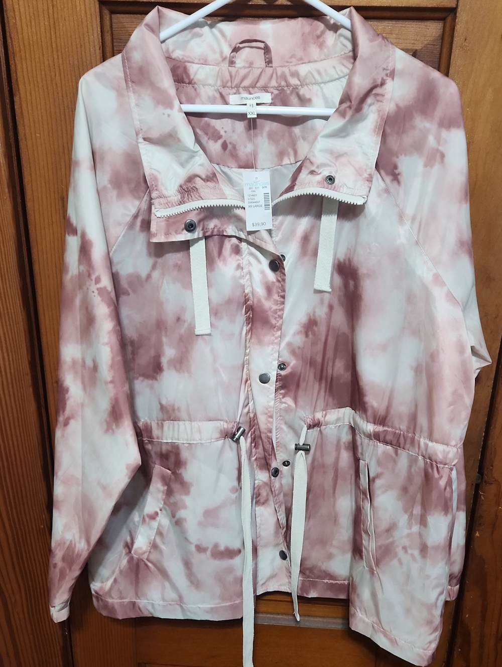 Maurices Blush Pink Tie-Dye Lined Wind Breaker Jacket